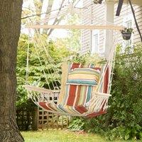 OUTSUNNY Hanging Hammock Swing Chair Safe Wide Seat Indoor Outdoor Stripe