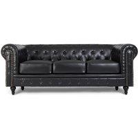 Bravich LTD Chesterfield Faux Leather 2 Seater Sofa Button Tufted with Wooden Legs in Black