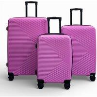 Infinity Leather Hardshell Suitcase 8 Wheel Cabin Luggage Set of 3 -Austria in Pink