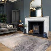 Kukoon Abstract Design Cotton Chenille Rug Blue Teal Machine Washable in Grey | Size: 160 cm x 230 cm