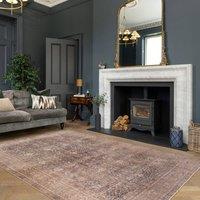 Kukoon Traditional Design Cotton Chenille Rug Beige Machine Washable in Taupe | Size: 200 cm x 290 cm