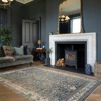 Kukoon Traditional Vintage Cotton Rug Green Beige Machine Washable in Olive | Size: 160 cm x 230 cm