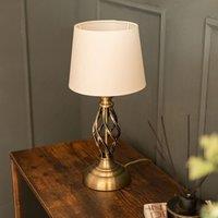 ValueLights Pair Of Memphis Antique Brass Traditional Table Lamps in Brown