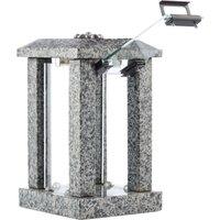 Novecrafto Granite Memorial Lantern with Flower - Grave Ornaments for Cemetery in Grey