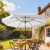 OUTSUNNY 3 m Garden Parasol with Tilt & Crank, UPF30+ Outdoor Table Umbrella in Cream | Size: 3m