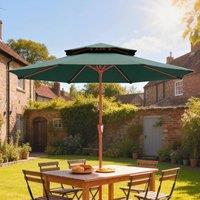 OUTSUNNY 2.7 m Garden Parasol Table Umbrella with Double Top in Green