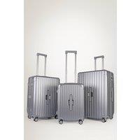 JLY 3 Piece Suitcase Set with Built-in Cupholder, Lightweight Luggage in Metallic Silver | Size: 3 Pack
