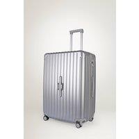 JLY Lightweight Hard Shell Suitcase with Cupholder & Waterproof Pocket in Metallic Silver | Size: Medium