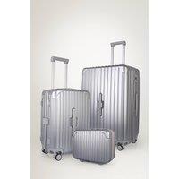 JLY 3 Piece Luggage Set with Vanity Case, Carry-On & Large Suitcase in Metallic Silver | Size: 3 Pack