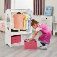 Liberty House Toys White Wooden Dress Up Unit with Storage Boxes in Pink