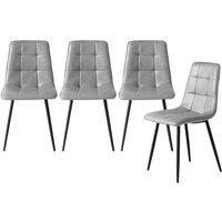 Levede 4PC Padded Dining Chairs Faux Leather Kitchen Home Office Set in Grey