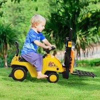 HOMCOM Kids Ride-On Tractor, Ride-On Forklift Truck with Fork & Tray in Yellow