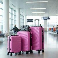 Infinity Leather Hardshell Suitcase Robust 8 Wheel Cabin Luggage Case - Belgium in Pink | Size: Medium