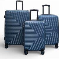 Infinity Leather Hardshell Suitcase Robust 8 Wheel Cabin Luggage Case - Austria in Blue | Size: Medium