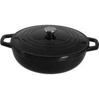 Toque Cast Iron Enamel Dutch Oven Bread Baking Casserole Pot Self-Basting in Black