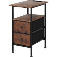 Levede Bedside Table Cabinet Storage Nightstand Charging Station 2 Drawers in Brown