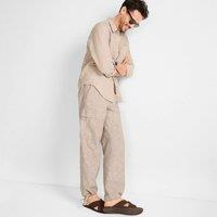 Lands' End Men's Linen/Cotton Cargo Trousers in Brown | Size: 42XL