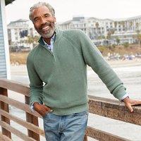 Lands' End Men's Drifter Quarter Zip Jumper in Light Green | Size: XL