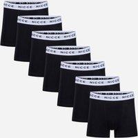 Nicce Men's 7-Pack Cotton Rich Boxer Briefs with Logo Waistband in Black | Size: Medium