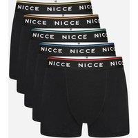 Nicce Men's 5-Pack Cotton Rich Boxer Briefs with Logo Waistband in Black | Size: Medium