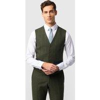 Antique Rogue Men's Slim Fit Check Tweed Waistcoat in Green | Size: 46R
