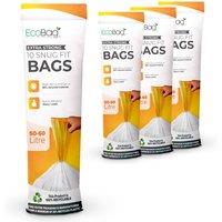 ECOBAG NOT ALL BAGS ARE EQUAL 40 Pack White Kitchen Drawstring Bin Liner - 50-60L - 28 Microns