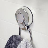 Showerdrape SuctionLoc Chrome Steel Suction Wall Mounted Robe Hook in Silver
