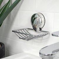 Showerdrape Suctionloc Chrome Steel Suction Wall Mounted Soap Basket in Silver