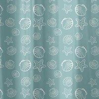 HomeSpace Direct Seashells Blue Shower Curtain