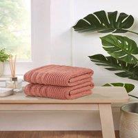 Rapport Home Linear Pure Cotton Face, Hand, Bath Towel & Bath Sheet Set in Rose