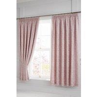 Dreams & Drapes 'Blossom' Jacquard Pair of Lined Pencil Curtains with Tie-backs in Light Pink | Size: 168 cm width x 183 cm drop
