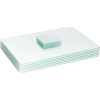 Harbour Housewares 12pc Glass Placemats & Square Coasters Set - 40 x 30cm Protection Mats in White | Size: 40 x 30 cm