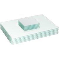 Harbour Housewares 12pc Glass Placemats & Square Coasters Set - 30 x 20cm Protection Mats in White | Size: 30 x 20 cm