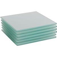 Harbour Housewares 6x Square Glass Coasters - 10cm - Tabletop Protection Drink Coaster in White