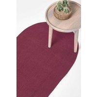 Homescapes Handmade Woven Braided Oval Hallway Rug, 66 x 200 cm in Plum | Size: 66 cm x 200 cm