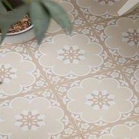 Floor Pops Daphne Natural Self Adhesive Vinyl Floor Tiles Pack of 10 (0.93sqm) in Beige | Size: 304.8mm x 304.8mm