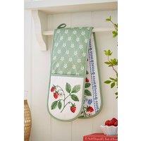 Ulster Weavers 'Strawberry Patch' Strawberry Print 100% Cotton Double Oven Glove in Green
