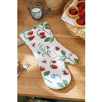 Ulster Weavers 'Strawberry Patch' Strawberry Print 100% Cotton Gauntlet Oven Glove in Green