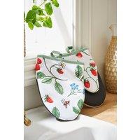 Ulster Weavers 'Strawberry Patch' Strawberry Print 100% Cotton Microwave Mitts (Pair) in White