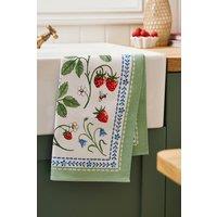 Ulster Weavers 'Strawberry Patch' Strawberry Print 100% Cotton Tea Towel in Green