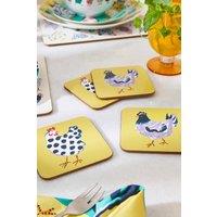 Ulster Weavers 'Chick Chicken' Chicken Print Printed MDF Coasters (4 Pack) in Yellow