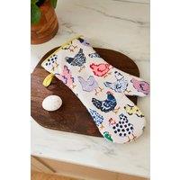Ulster Weavers 'Chick Chicken' Chicken Print 100% Cotton Gauntlet Oven Glove in Cream