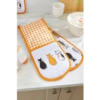 Ulster Weavers 'Cats In Waiting' Cats Print 100% Cotton Double Oven Glove in Orange
