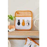 Ulster Weavers 'Cats In Waiting' Cats Print 100% Cotton Pot Mitt in Orange