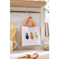 Ulster Weavers 'Cats In Waiting' Cats Print 100% Cotton, PVC Coated Small PVC Bag in Orange
