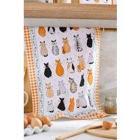 Ulster Weavers 'Cats In Waiting' Cats Print 100% Cotton Tea Towel in Orange