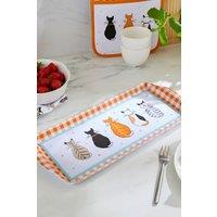 Ulster Weavers 'Cats In Waiting' Cats Print Small Tray in Orange