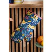 Ulster Weavers 'Marmalade Meadow' Playful Cat Print 100% Cotton Gauntlet Oven Glove in Navy