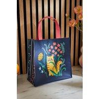 Ulster Weavers 'Marmalade Meadow' Playful Cat Print, PVC Coated Small PVC Bag in Navy