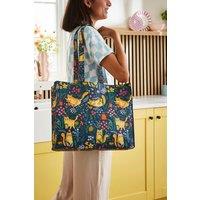 Ulster Weavers 'Marmalade Meadow' Playful Cat Print PVC Shoulder Bag in Navy